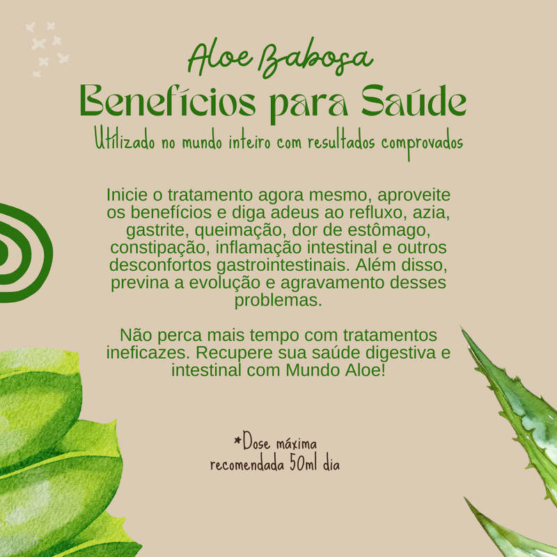 Babosa Aloe Vera Ôrganica Mundo Aloe 30 Cápsulas